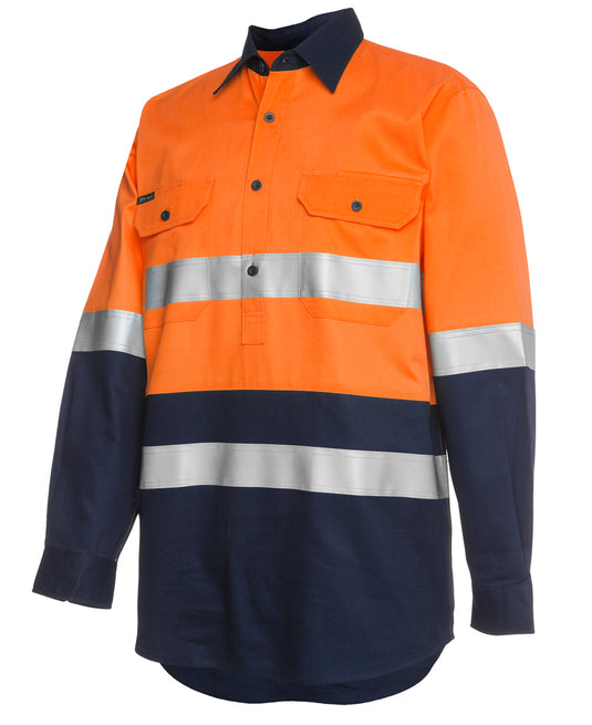 JB's Hi Vis (D+N) Close Front L/S 190g Work Shirt 6HWCF