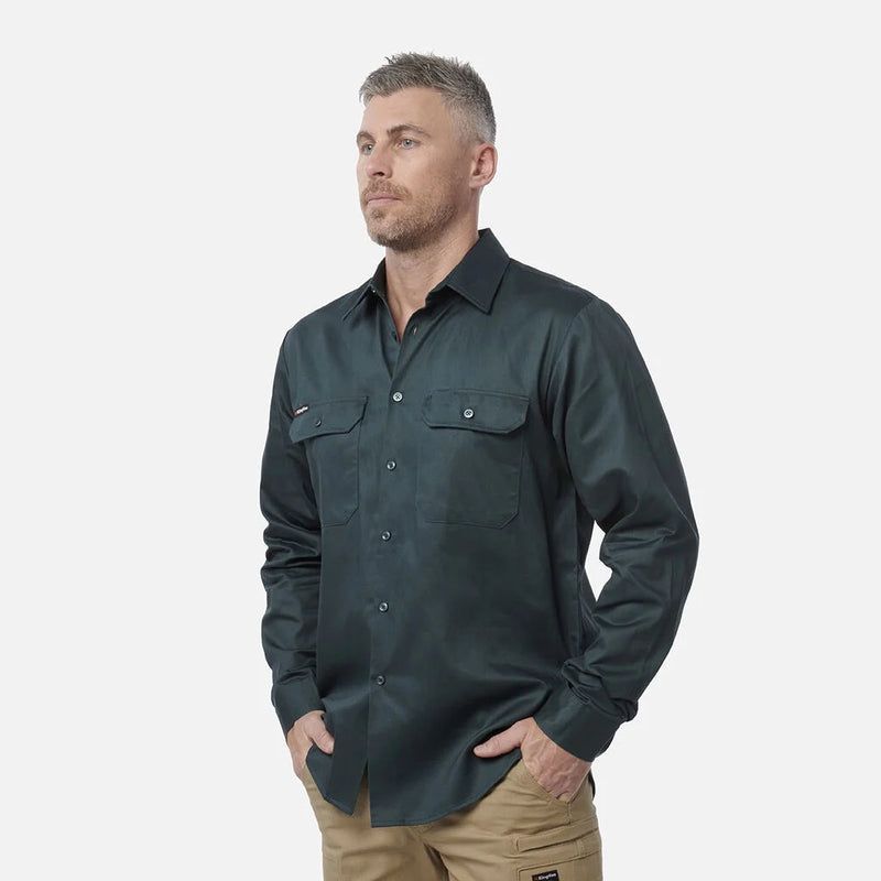 Load image into Gallery viewer, KingGee Originals Long Sleeve Open Front Cotton Drill Work Shirt
