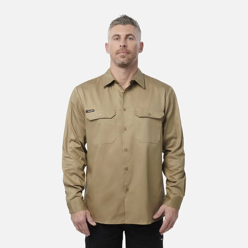 Load image into Gallery viewer, KingGee Originals Long Sleeve Open Front Cotton Drill Work Shirt
