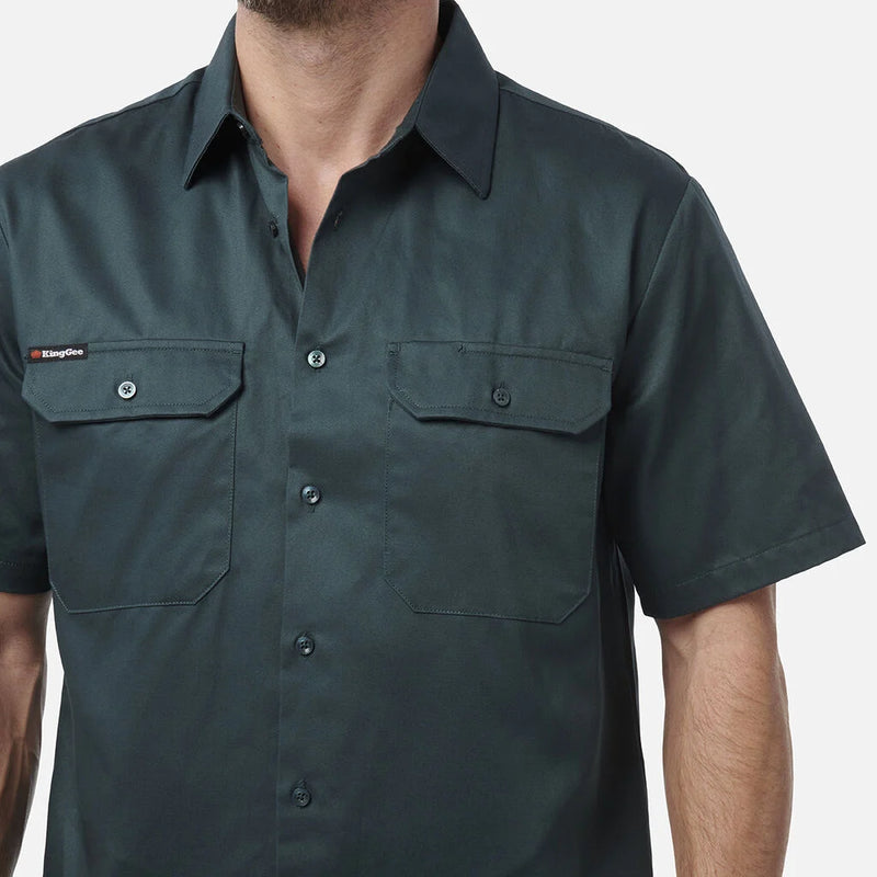 Load image into Gallery viewer, KingGee Originals Short Sleeve Open Front Cotton Drill Work Shirt
