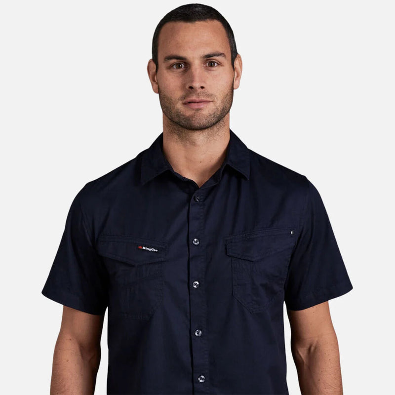 Load image into Gallery viewer, KingGee Tradies Slimfit Lightweight Cotton Drill Short Sleeve Work Shirt
