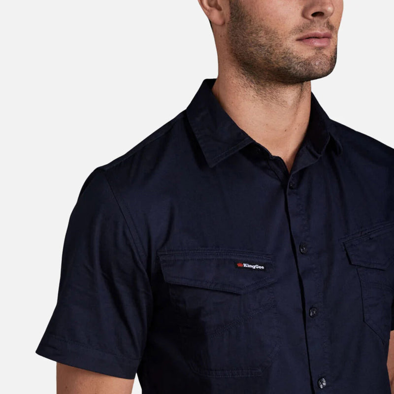 Load image into Gallery viewer, KingGee Tradies Slimfit Lightweight Cotton Drill Short Sleeve Work Shirt
