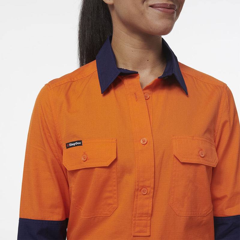 Load image into Gallery viewer, Womens Workcool Vented Closed Front Spliced Shirt K44211

