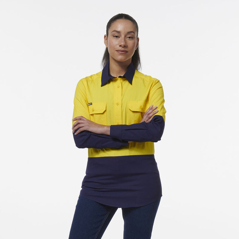 Load image into Gallery viewer, Womens Workcool Vented Closed Front Spliced Shirt K44211
