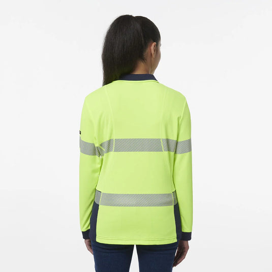 KingGee Womens Workcool Hyperfreeze Spliced Long Sleeve Polo with Segmented Tape