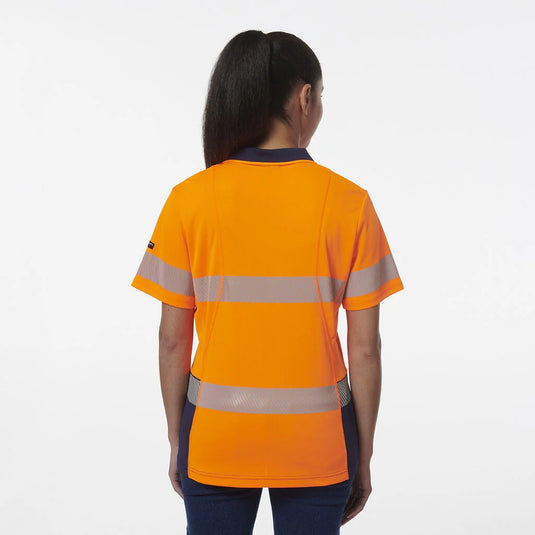 KingGee Womens Workcool Hyperfreeze Spliced Short Sleeve Polo with Segmented Tape