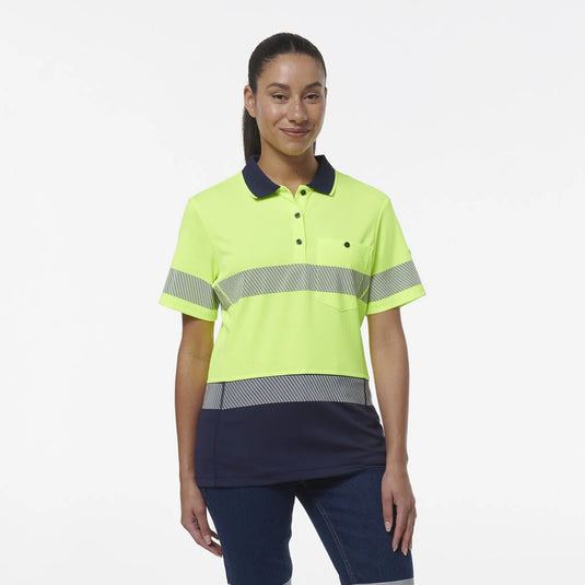 KingGee Womens Workcool Hyperfreeze Spliced Short Sleeve Polo with Segmented Tape