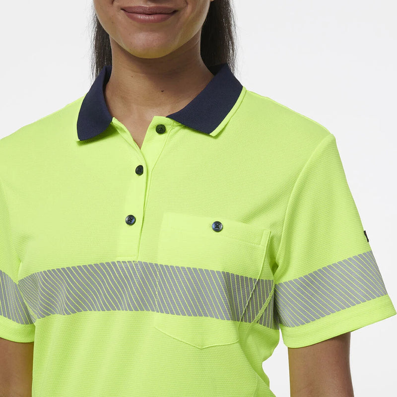 Load image into Gallery viewer, KingGee Womens Workcool Hyperfreeze Spliced Short Sleeve Polo with Segmented Tape
