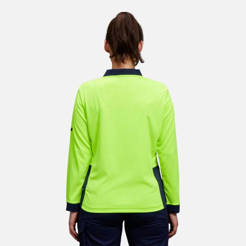 Load image into Gallery viewer, KingGee Women&#39;s Workcool Hyperfreeze Hi-Vis Long Sleeve Polo Shirt
