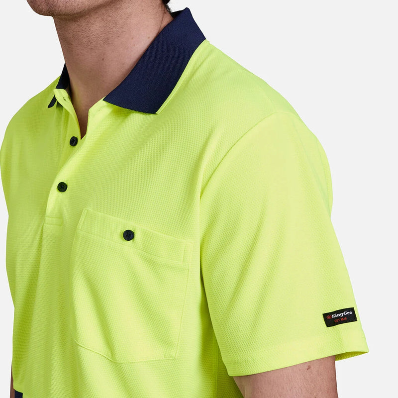 Load image into Gallery viewer, KingGee Workcool Hyperfreeze Hi-Vis Two Tone Short Sleeve Polo Shirt
