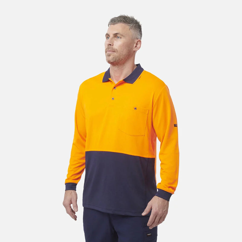 Load image into Gallery viewer, KingGee Workcool Hyperfreeze Hi-Vis Two Tone Long Sleeve Polo Shirt
