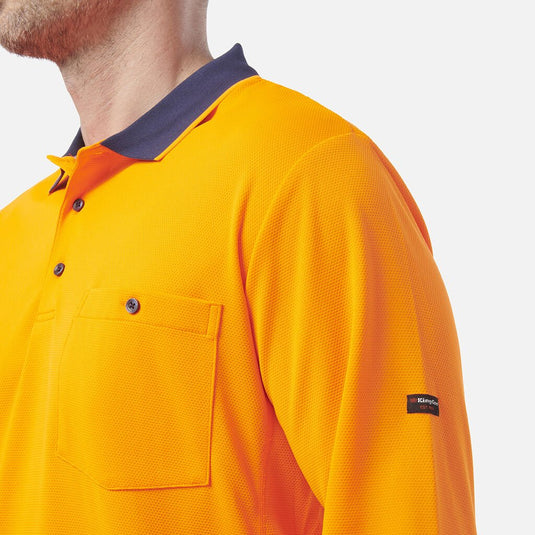 KingGee Workcool Hyperfreeze Hi-Vis Two Tone Long Sleeve Polo Shirt